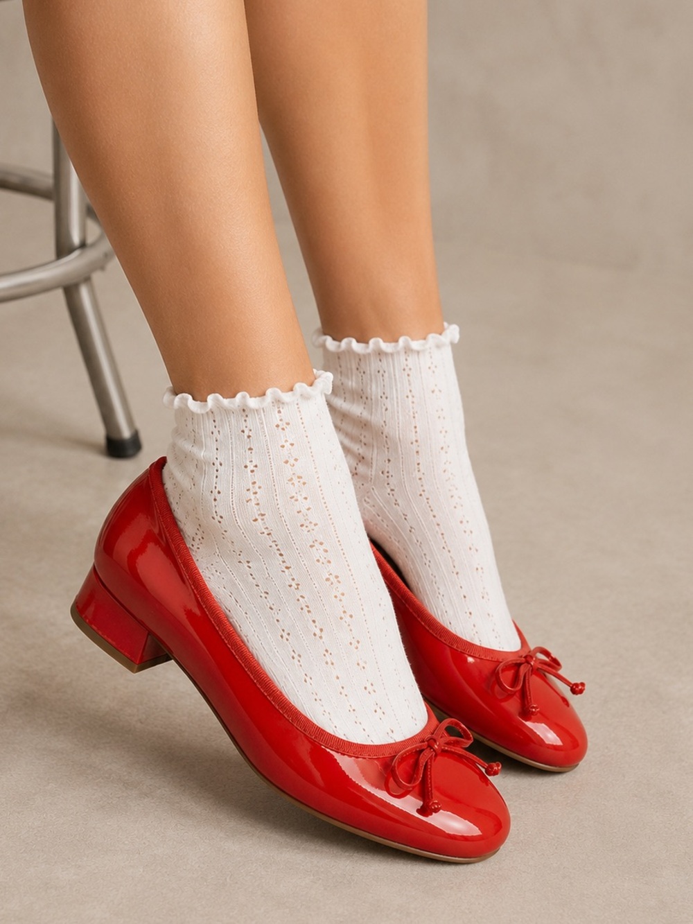 Anthropologie Bibi Lou Heeled Ballet Pumps Red/Orange 8.5